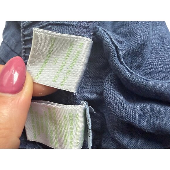 LILLY PULITZER Navy Blue 100% Linen Shorts Size Medium - Picture 4 of 8